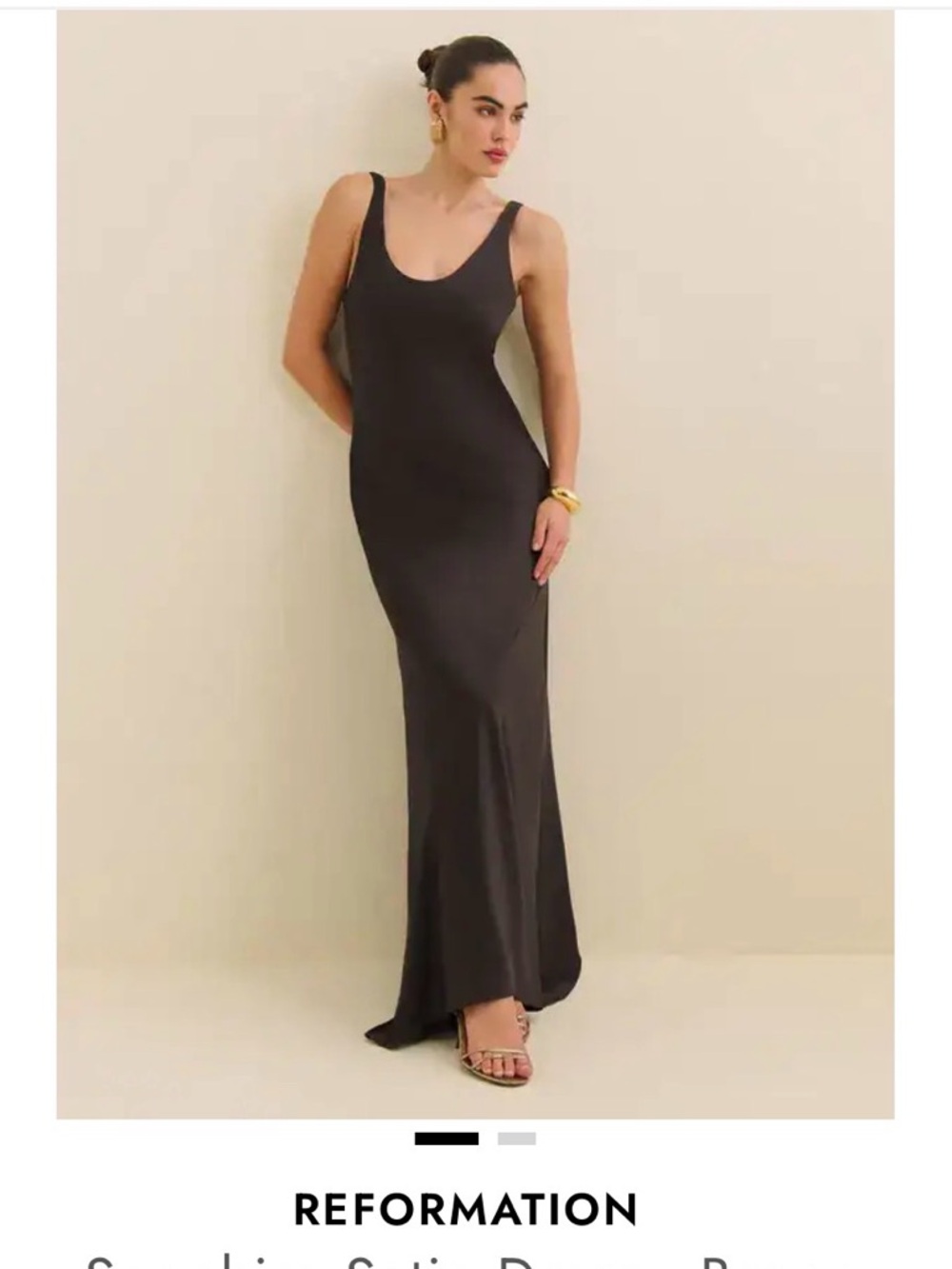 Reformation Sapphira Satin Brown Dress